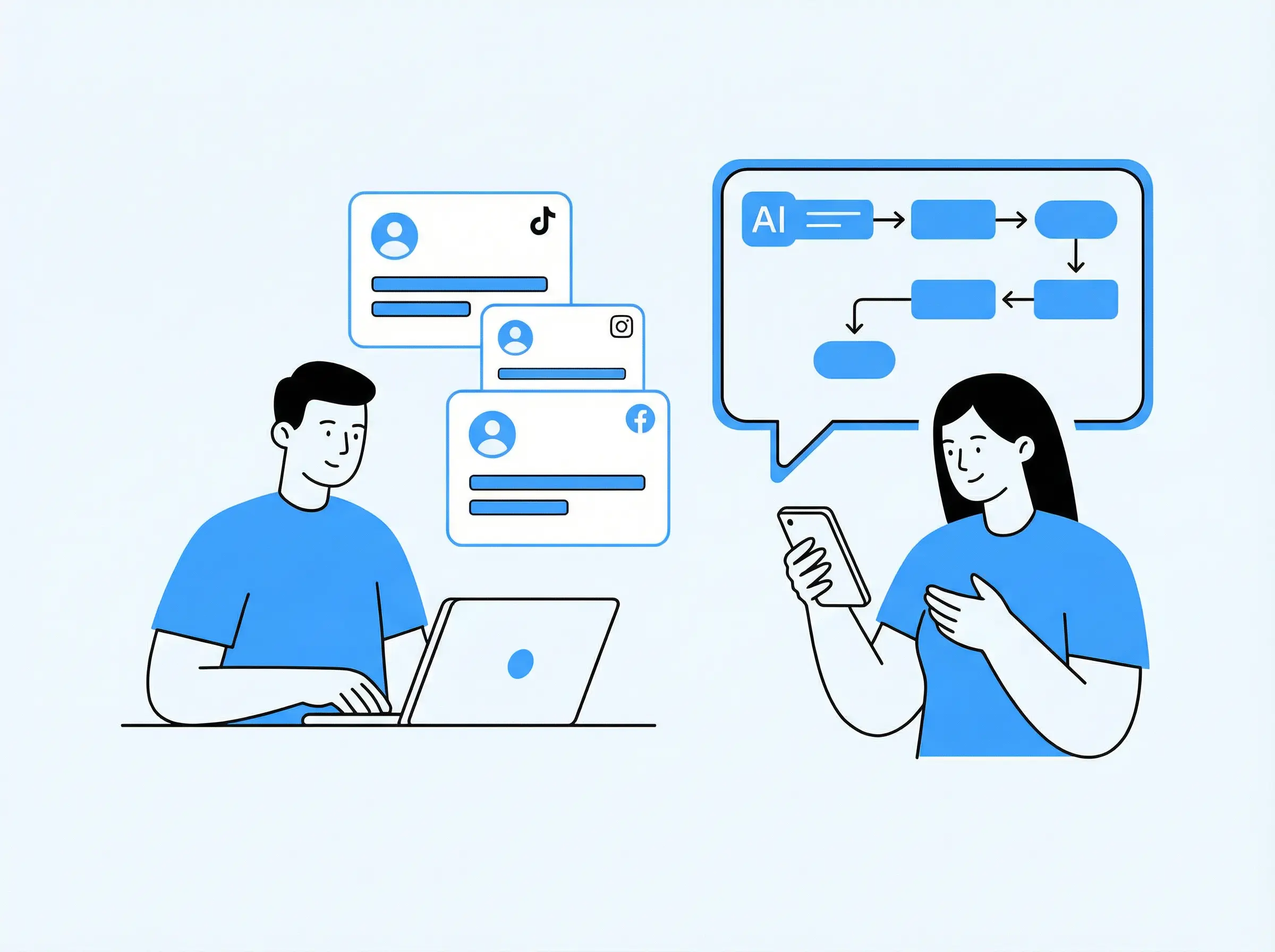 AI social media automation illustration